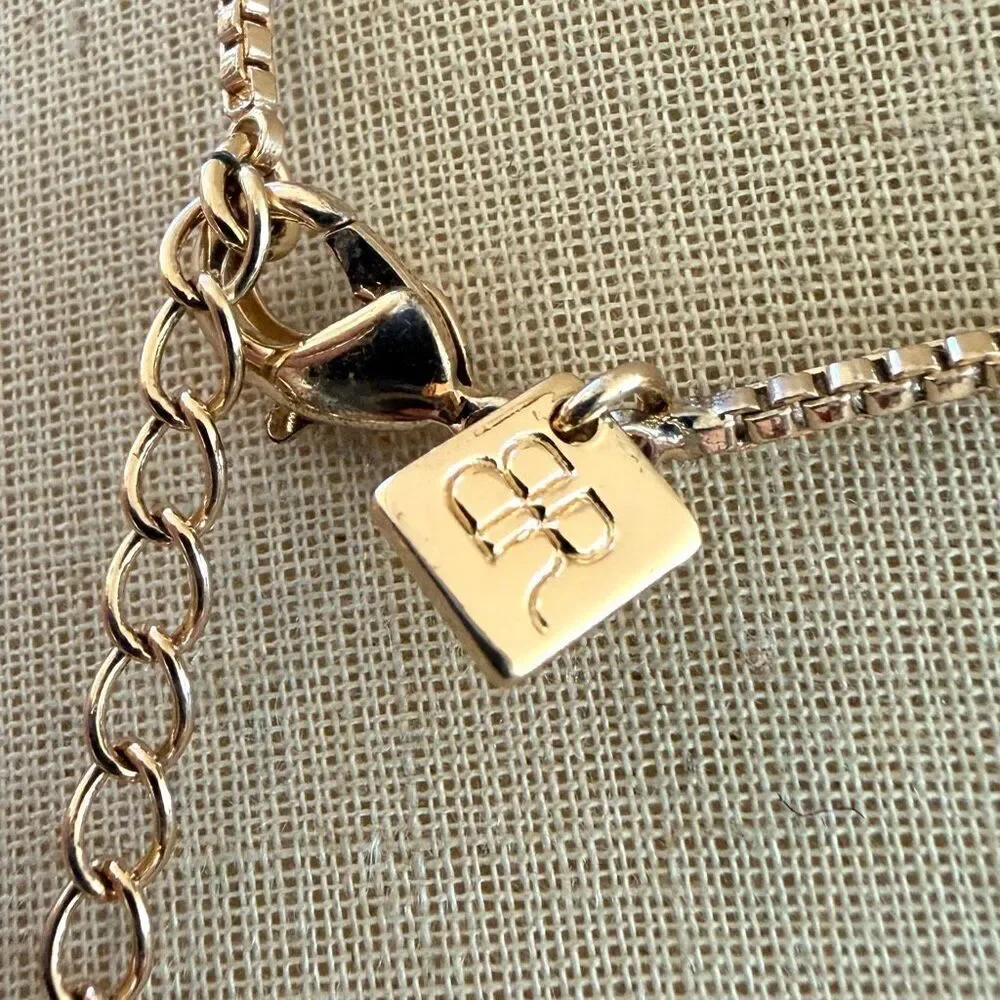 Banana Republic Gold Tone Leaf Crystal Necklace